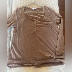 Brown Henley top by White Birch